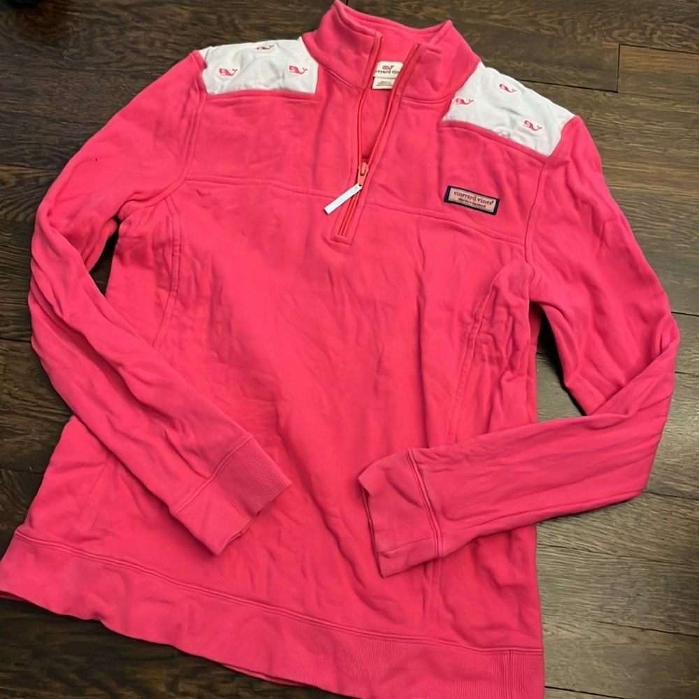 Vineyard Vines hot pink logo 1/4 zip